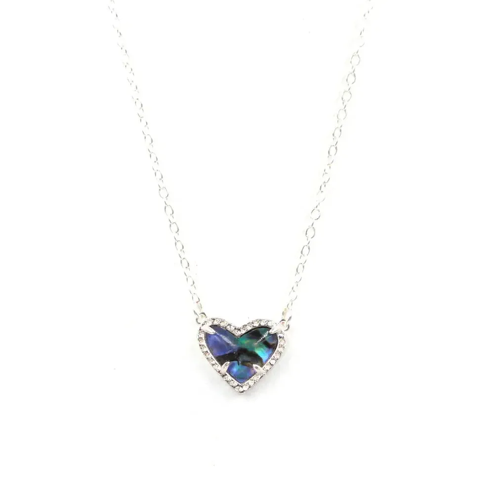 Gift Glitter Abalone Stone Small Heart Shaped 3D Resin Shell Mini Love Necklaces for Women Pendants