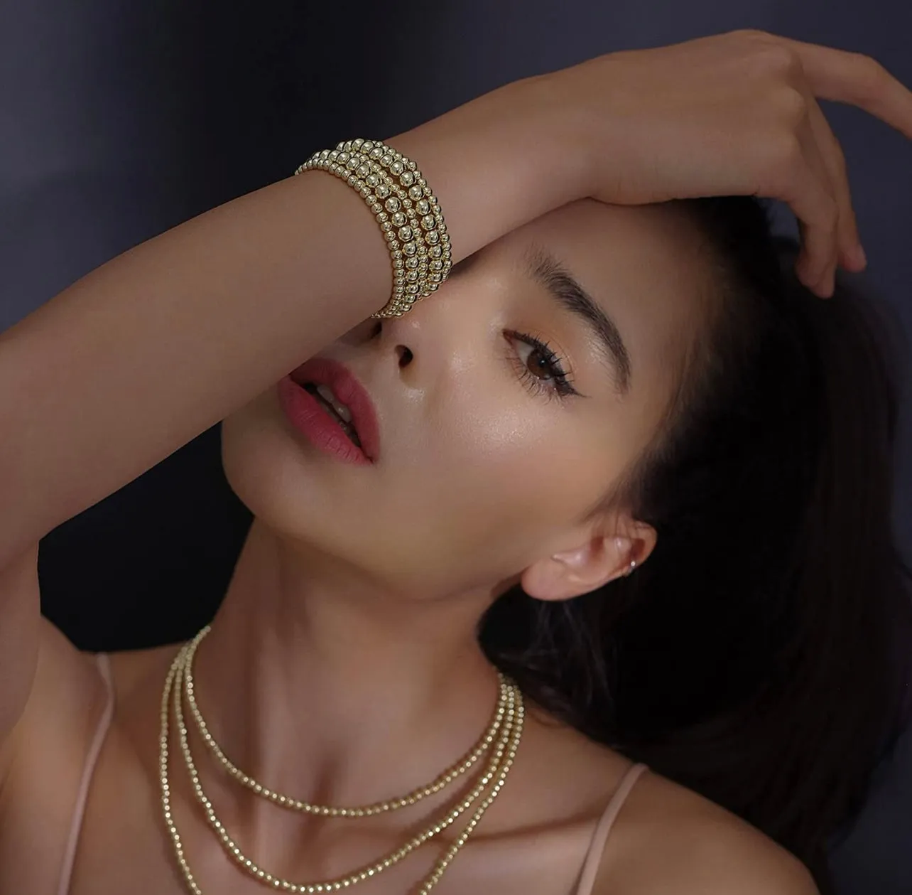 Gigi 14k Gold Plated Beaded Bracelets Set Of 2