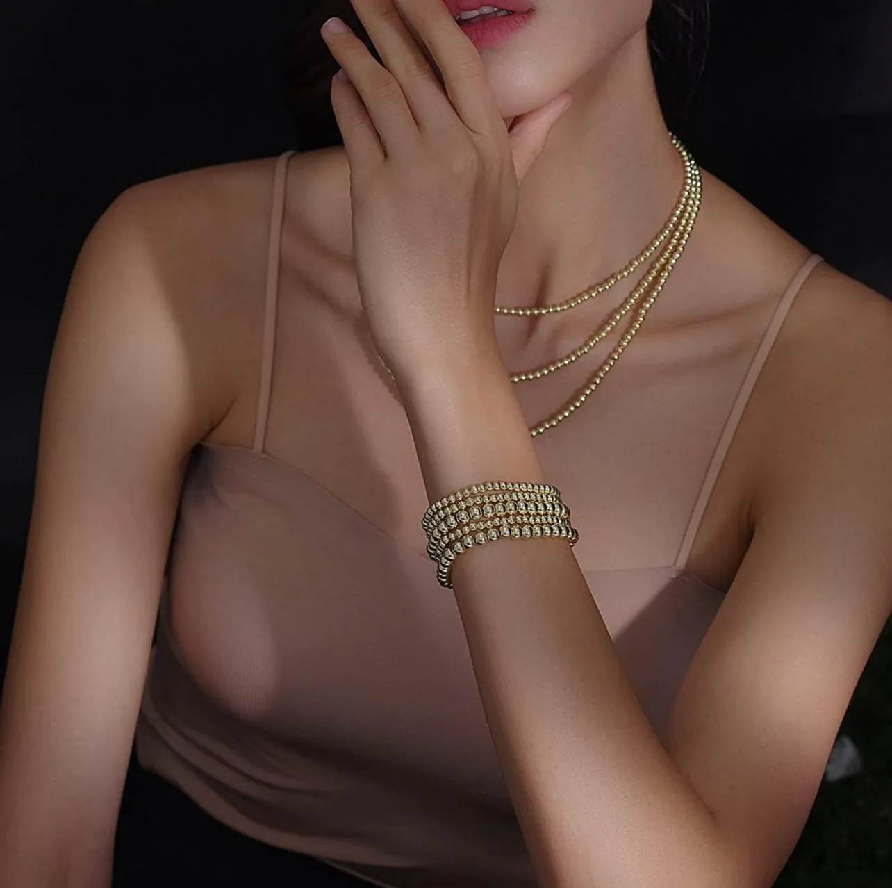 Gigi 14k Gold Plated Beaded Bracelets Set Of 2