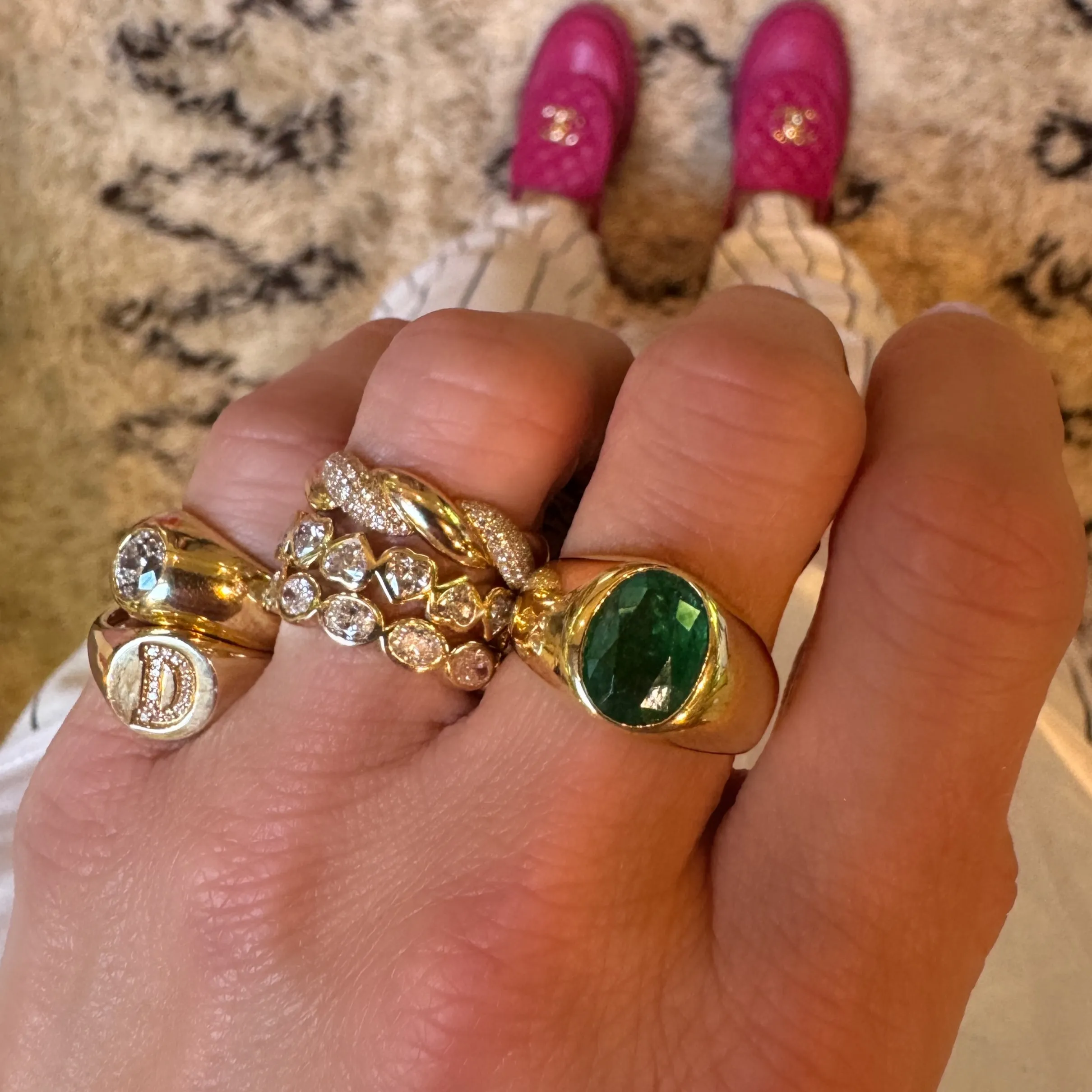 Glowing Bezel Set Emerald Dome Ring