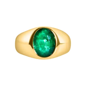 Glowing Bezel Set Emerald Dome Ring