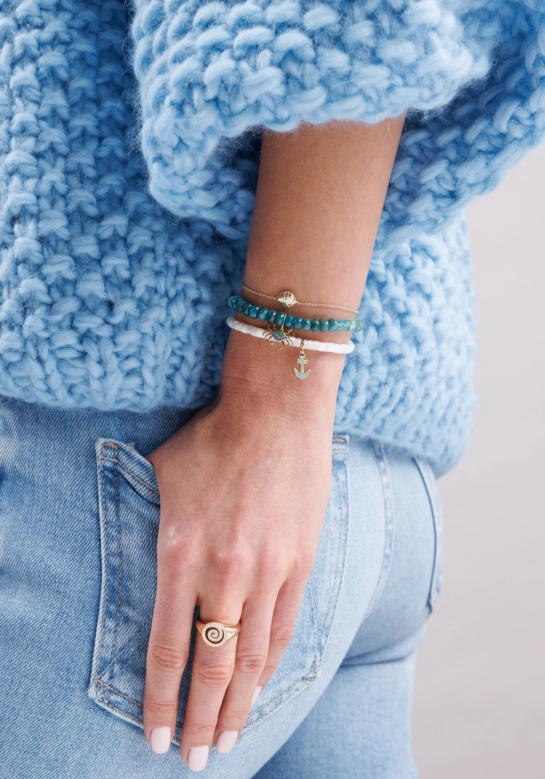 Gold & Diamond Spiral Signet Ring