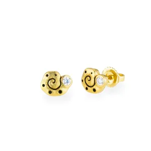 Gold and Diamond Flora Stud Earrings