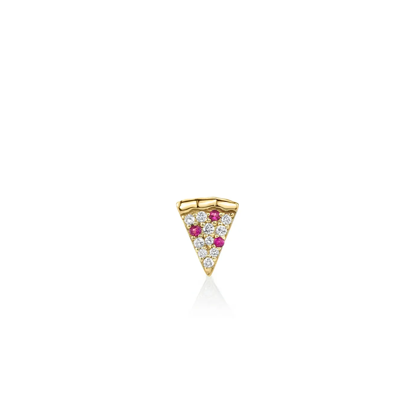 Gold Diamond & Ruby Pizza Slice Stud