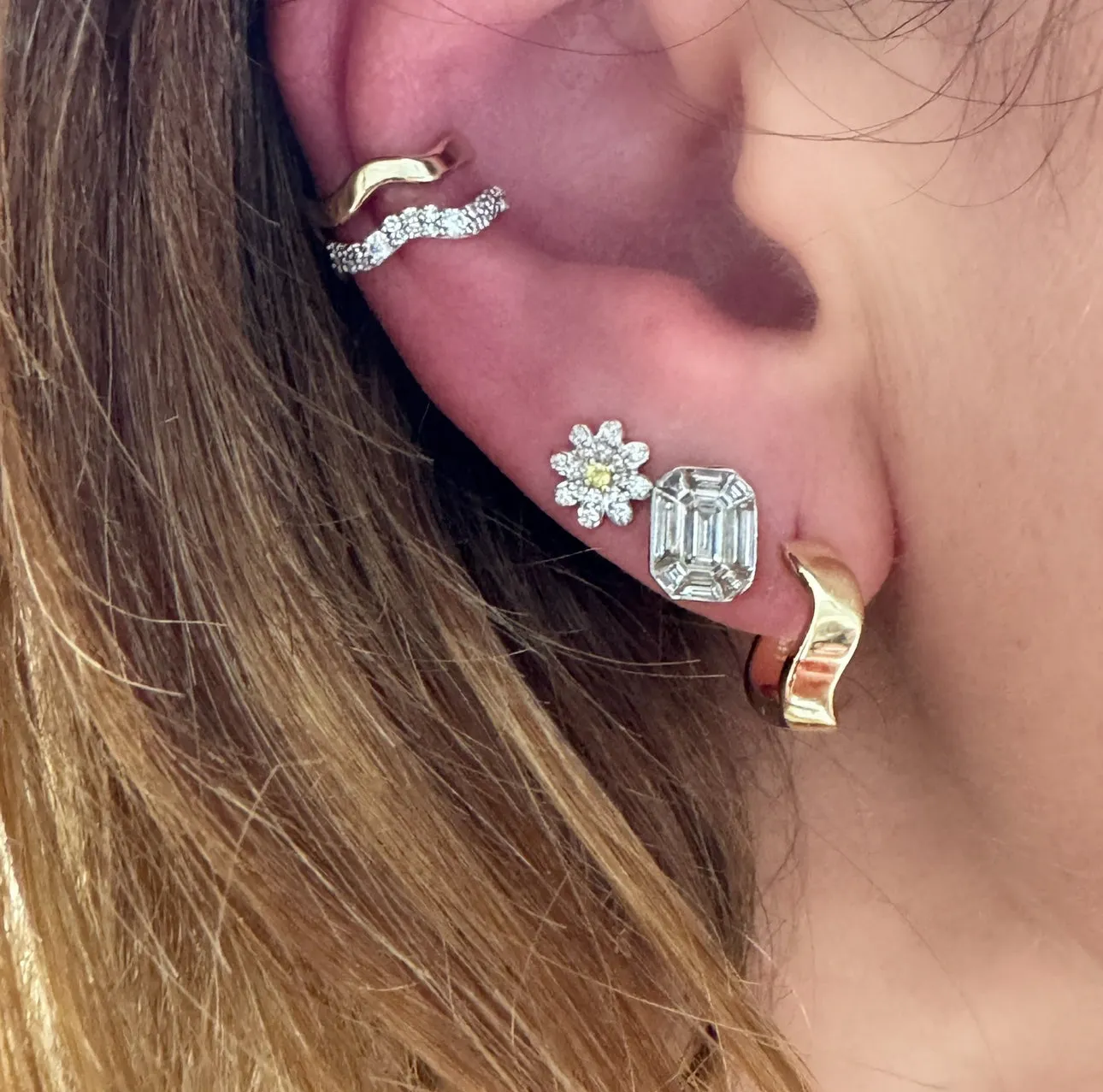 Gold Form Huggie Hoops