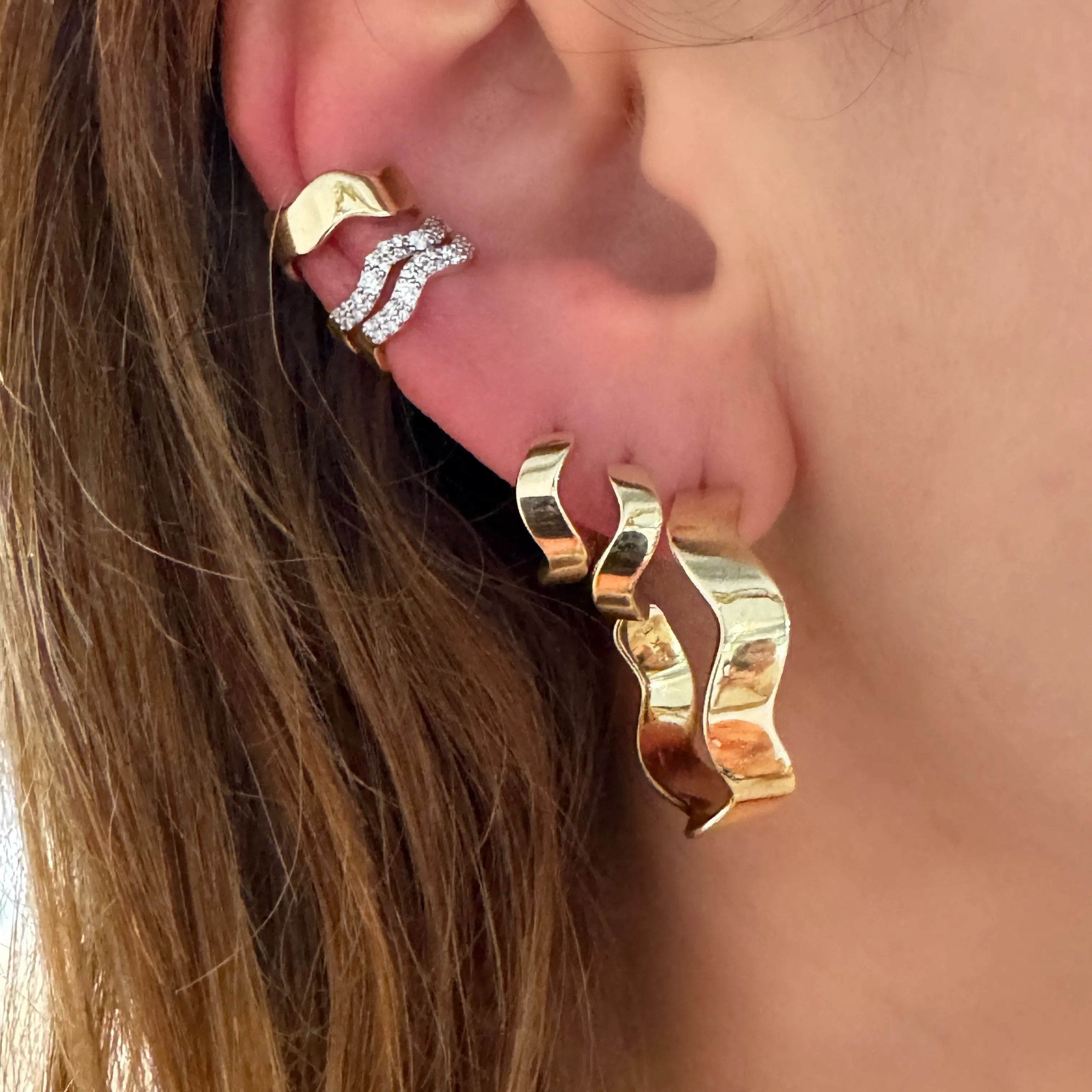 Gold Form Huggie Hoops