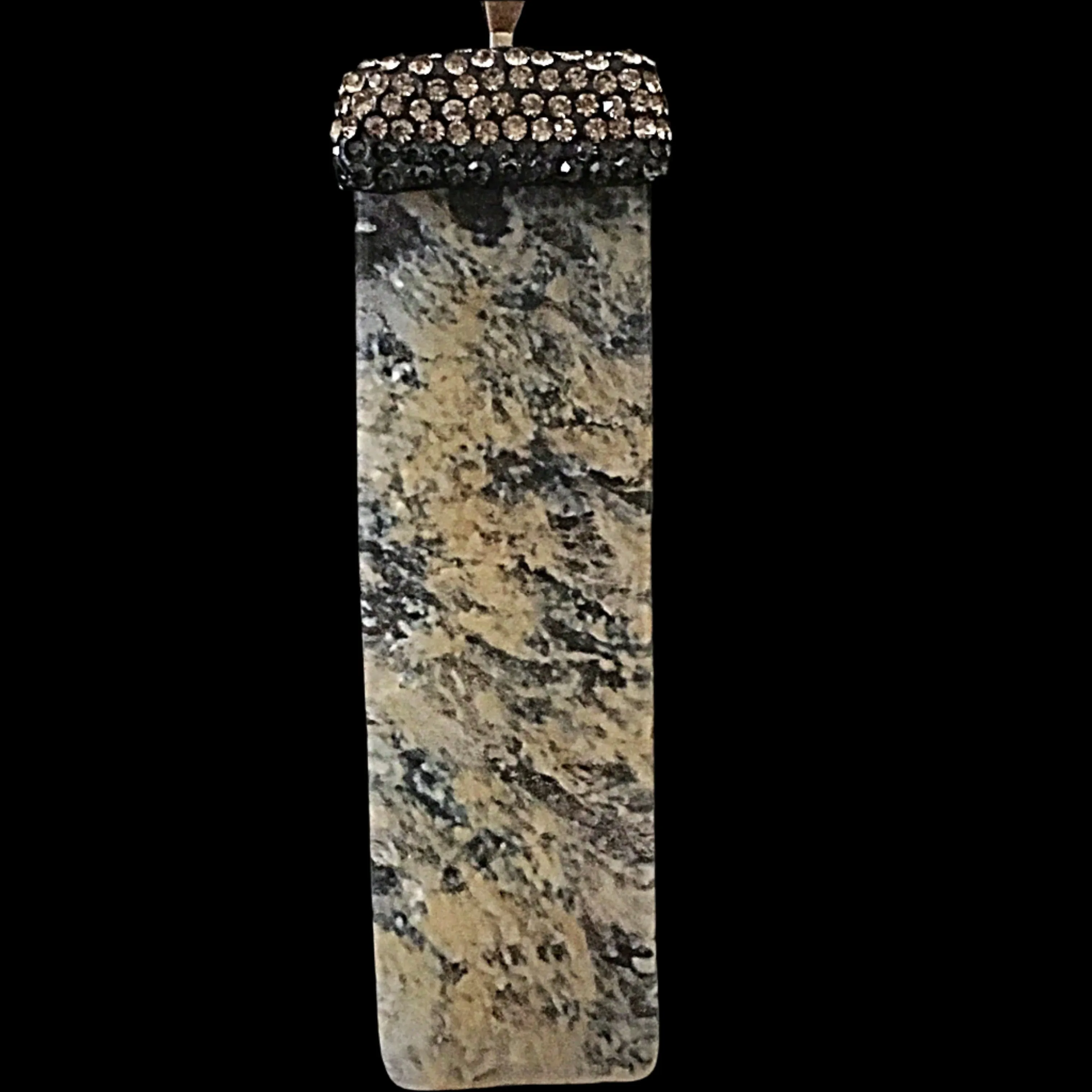 Gold Tone Natural Pendant Necklace with Accent Stones- Beige