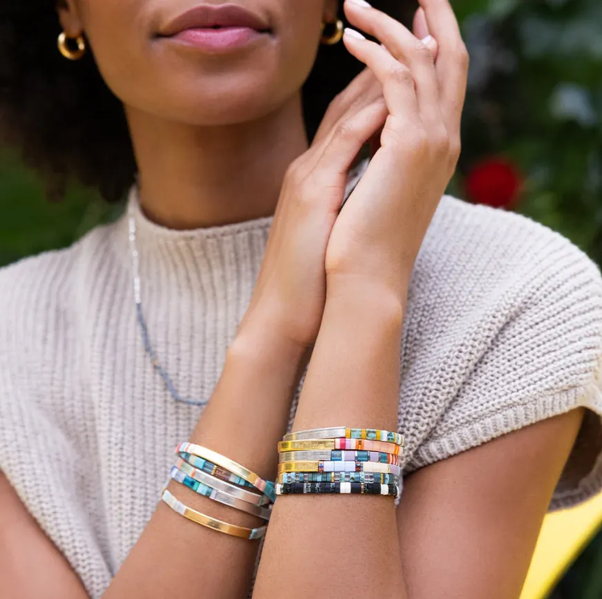 Good Karma Miyuki Bracelet | Sparkle & Shine - Raven/Silver