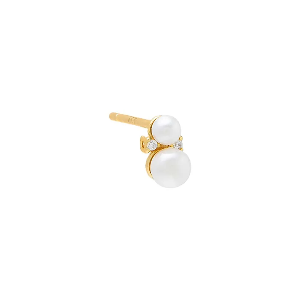 Graduated Pearl X CZ Stud Earring
