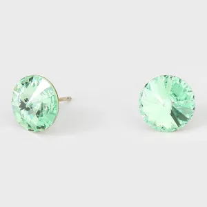 Green Small Round Crystal Stud Earrings | 10mm = 0.39" | 123268