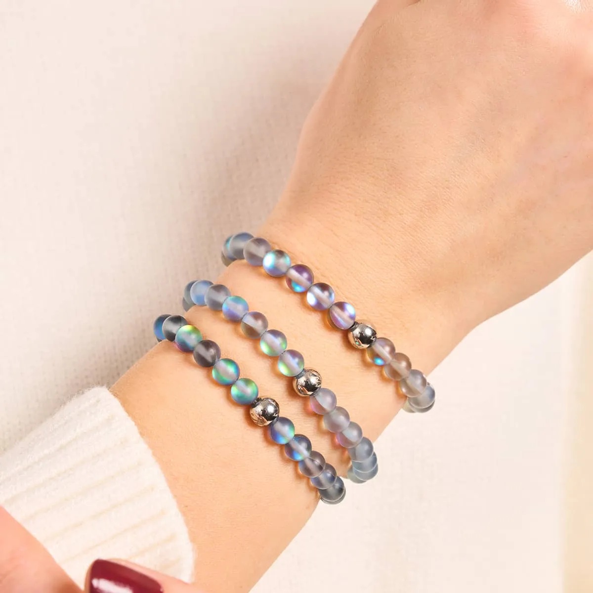 Grey | Silver | Mermaid Glass Bead Bracelet
