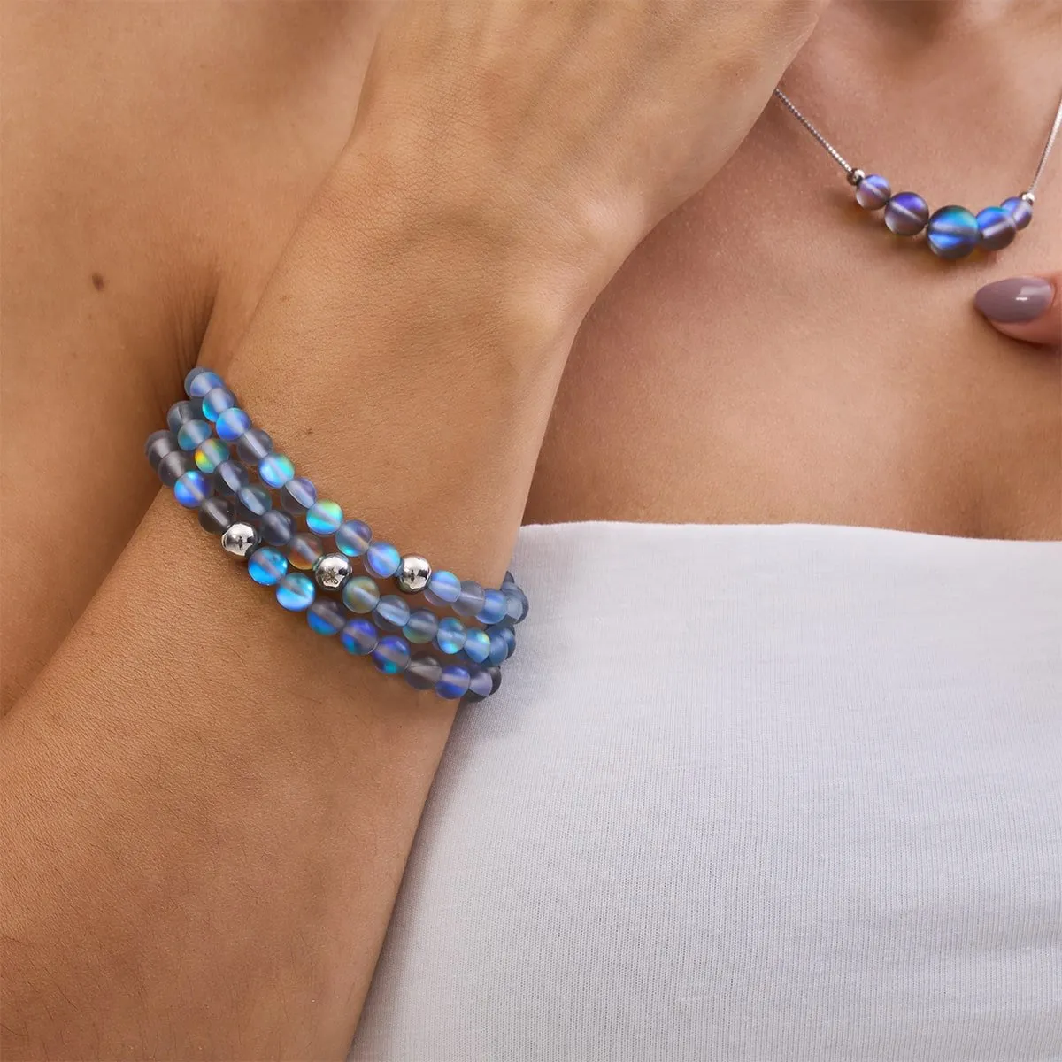 Grey | Silver | Mermaid Glass Bead Bracelet
