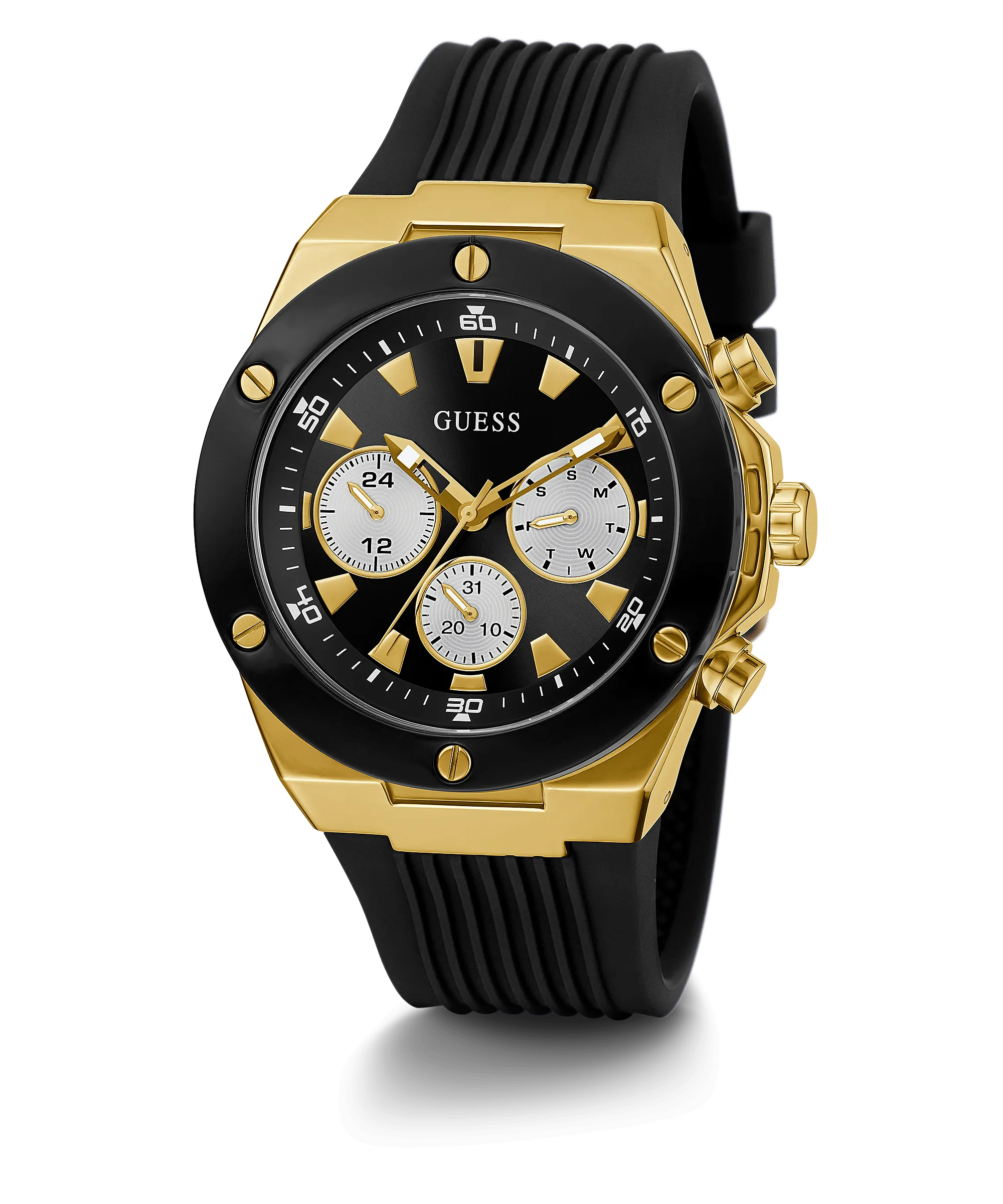 Guess Gold Case Black Strap Men's Watch GW0057G1