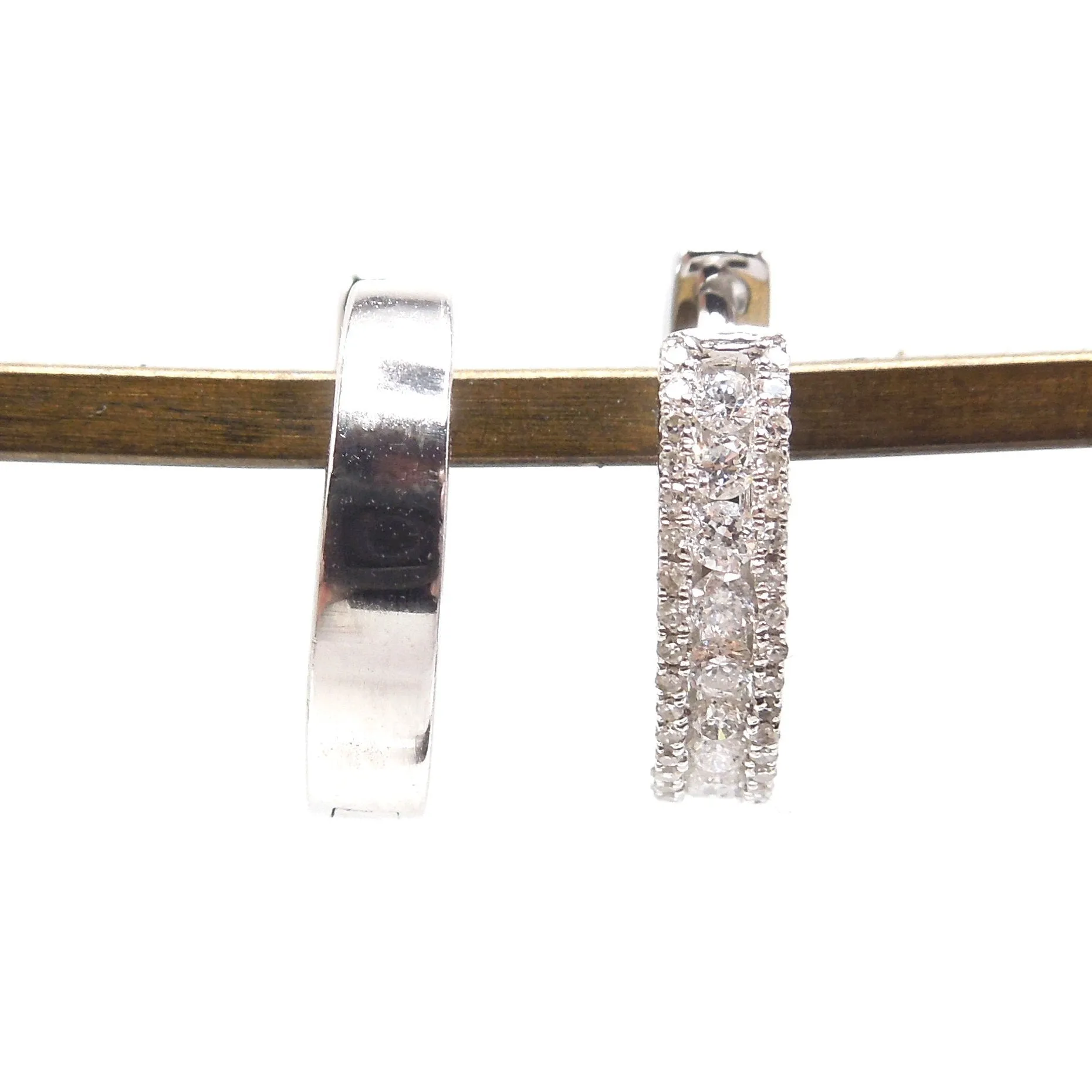 Half Carat Diamond and 14K White Gold Hoop Earrings