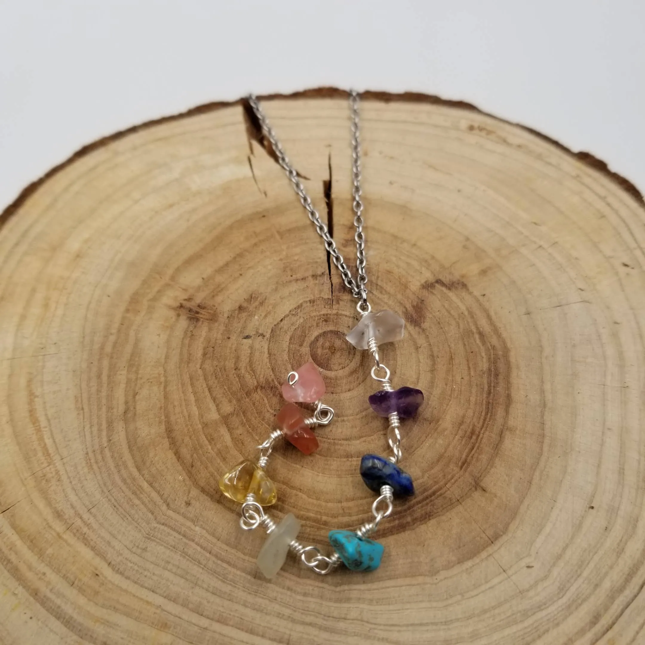 Handmade Winding Stacking Natural Stone Chakra Necklaces