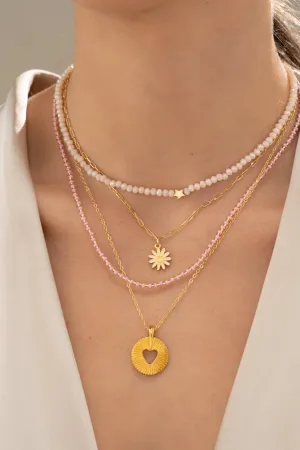 Heart and Daisy Necklace Set   Earrings