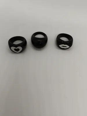Heavy Black Resin Rings