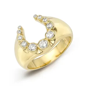 Heirloom Bezeled Diamond Horseshoe Ring