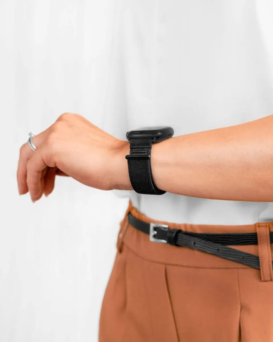 Hirsch Velcro Black Nylon Quick Release Watch Strap