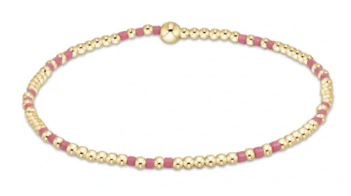 Hope Joy Pattern 2mm Bead Bracelet Bright Pink