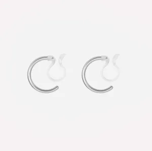 HUGGIE HOOP CLIP-ON EARRINGS IN SILVER