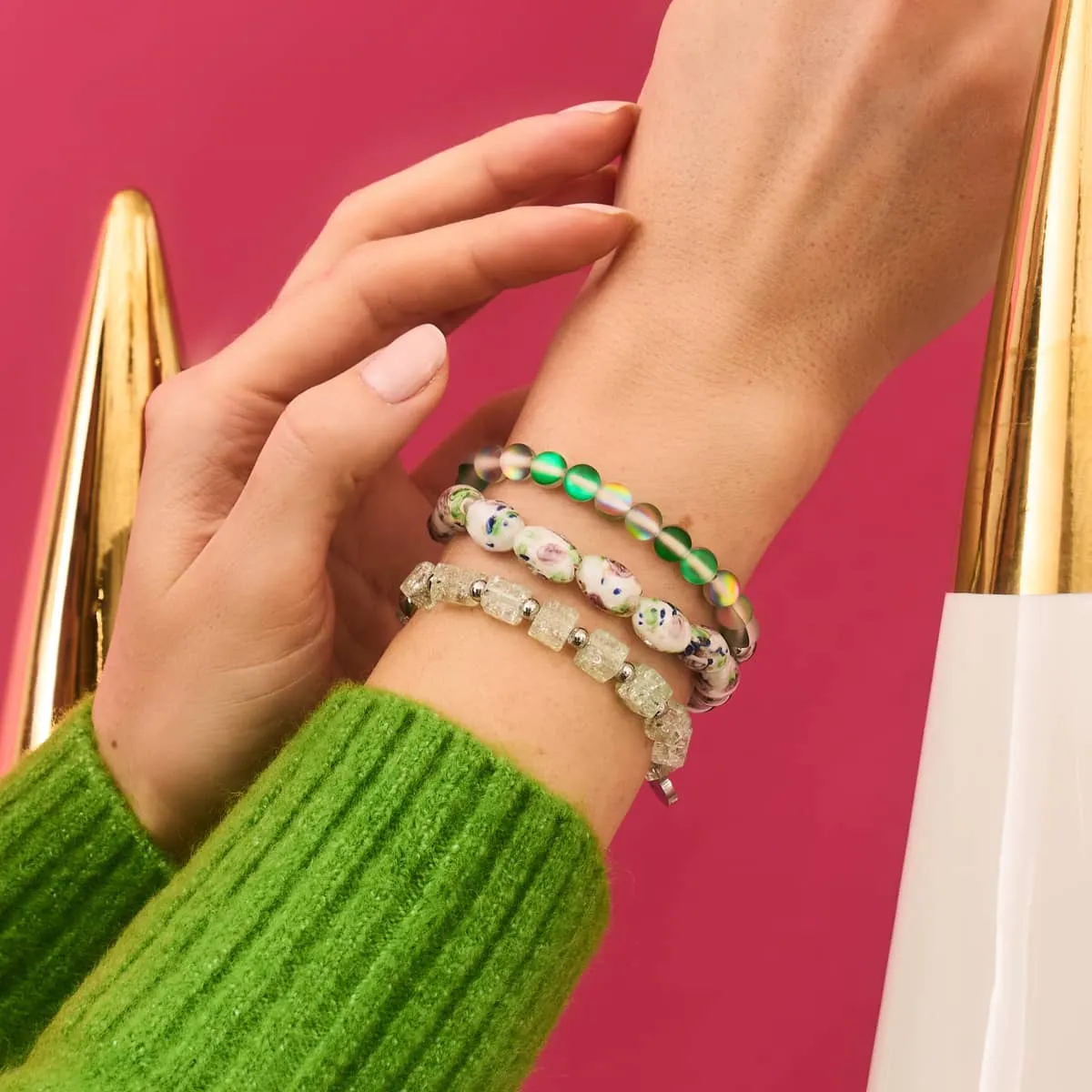 Iced Matcha | Glitter Glass | Sugar Cube Bracelet