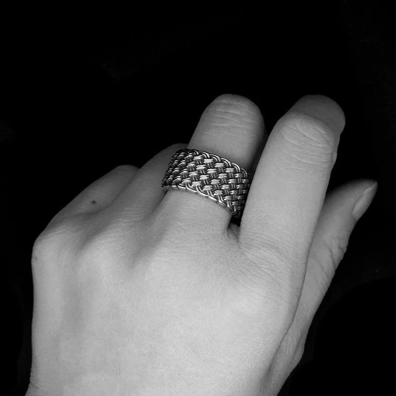 Interlaced Vintage Style Titanium Steel Men's Designer Rings