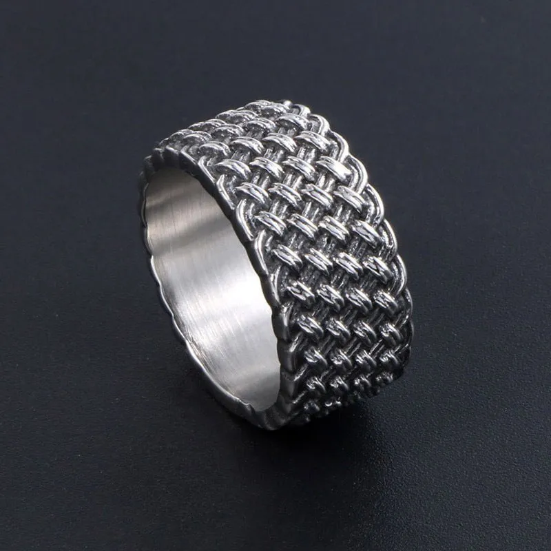 Interlaced Vintage Style Titanium Steel Men's Designer Rings