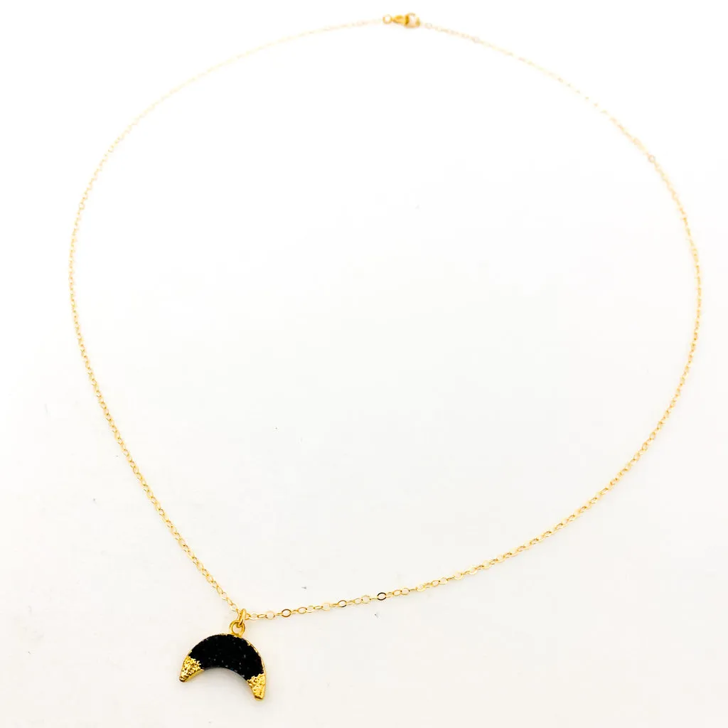 Isa Double Horn Stone Druzy Necklace | Gold