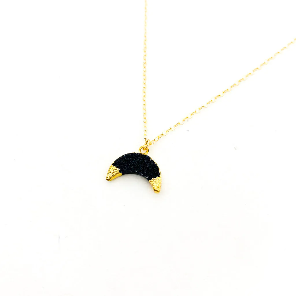 Isa Double Horn Stone Druzy Necklace | Gold
