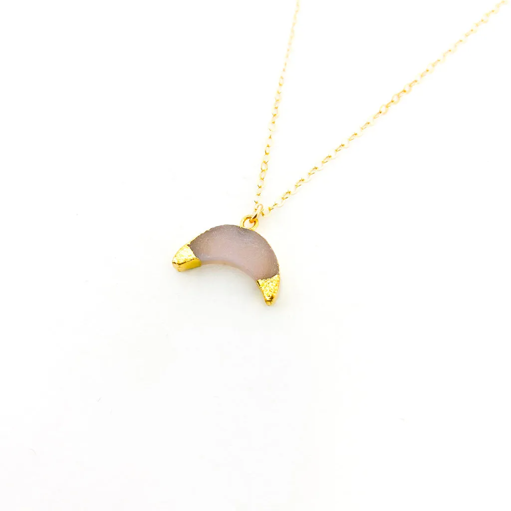 Isa Double Horn Stone Druzy Necklace | Gold