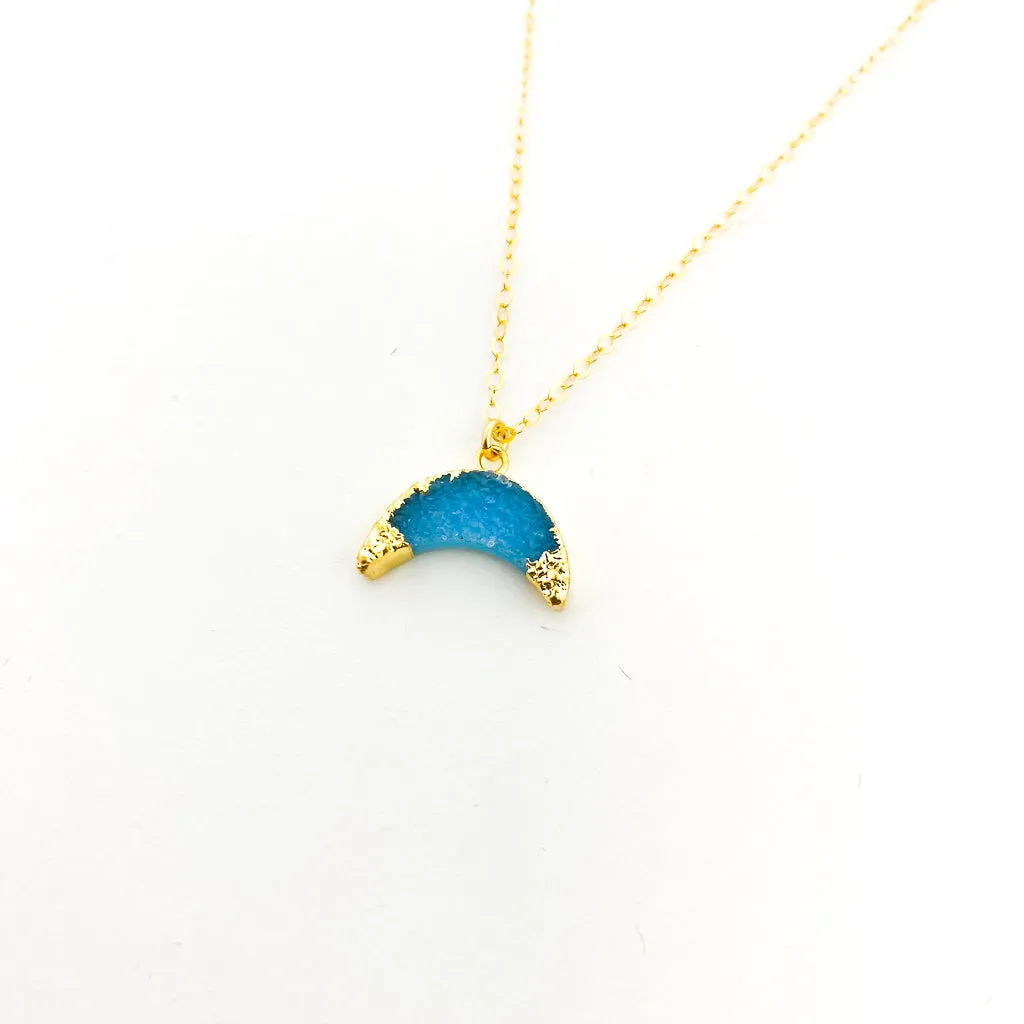 Isa Double Horn Stone Druzy Necklace | Gold