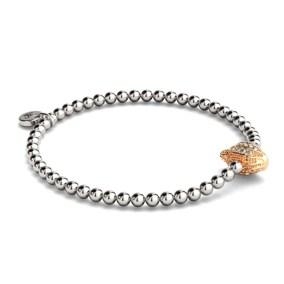 Isla | 18k Rose Gold & Silver | Crystal Conch Shell Charm Bracelet