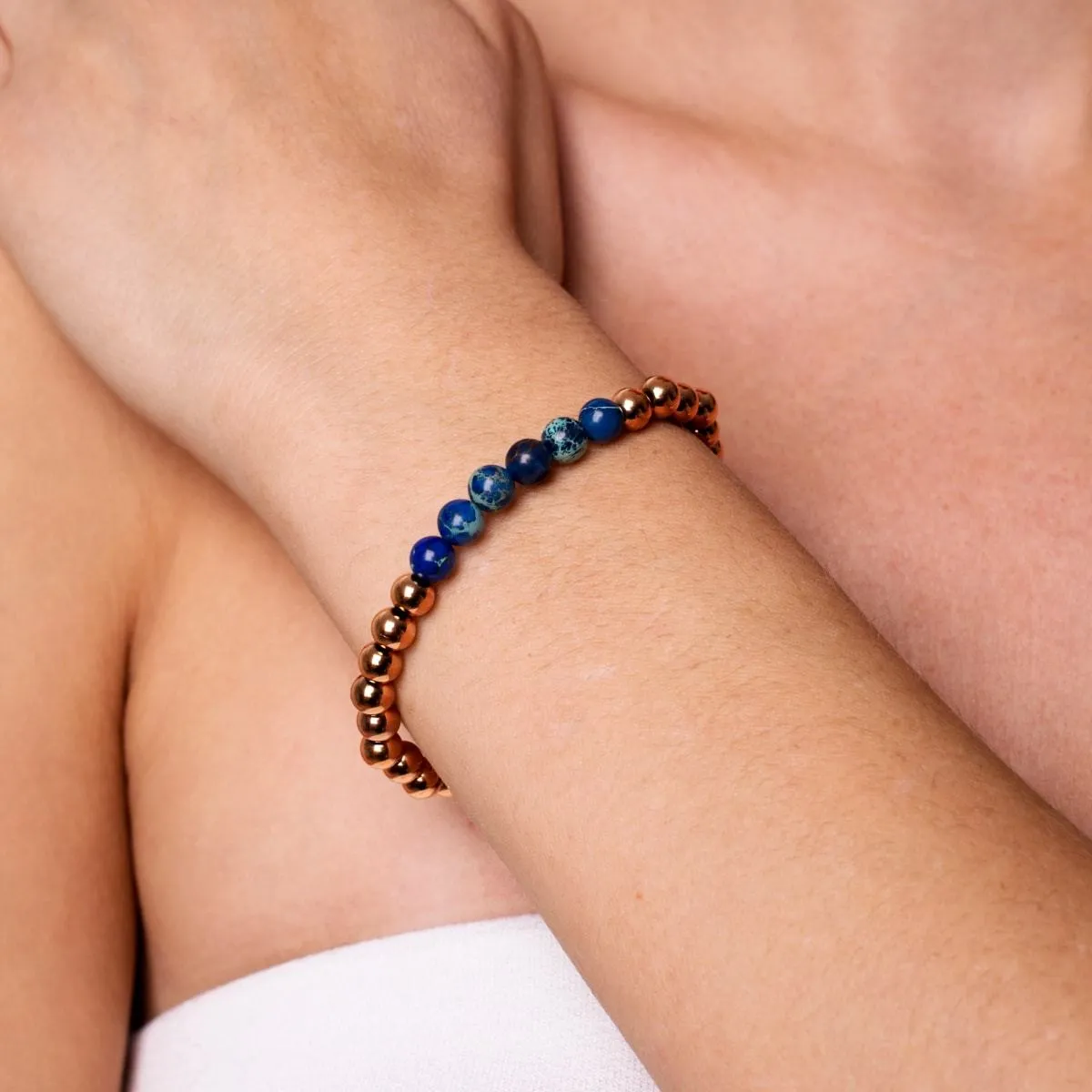 Jubilant | 18k Rose Gold | Dark Blue Emperor Gemstone | Expression Bracelet