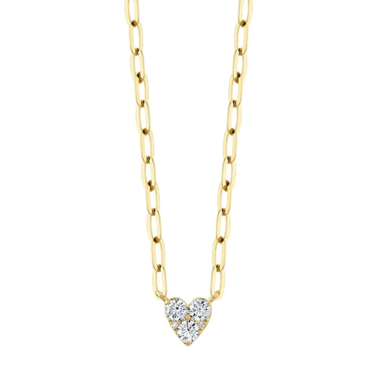 Kate 14K Yellow Gold Diamond Heart Paper Clip Link Necklace