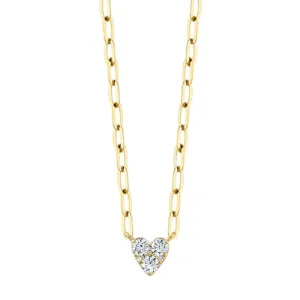 Kate 14K Yellow Gold Diamond Heart Paper Clip Link Necklace