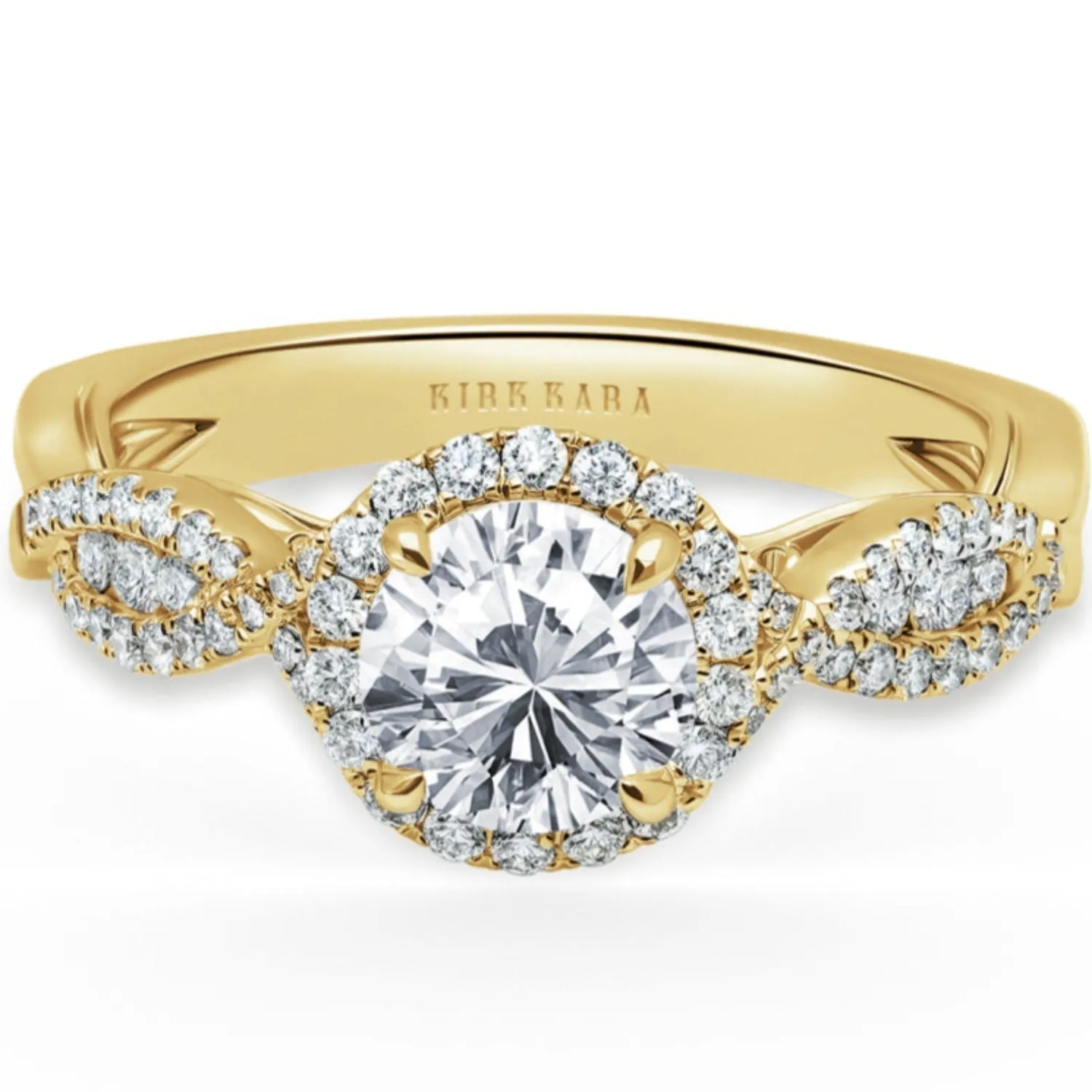 Kirk Kara "Pirouetta" Split Shank Twist Halo Diamond Engagement Ring
