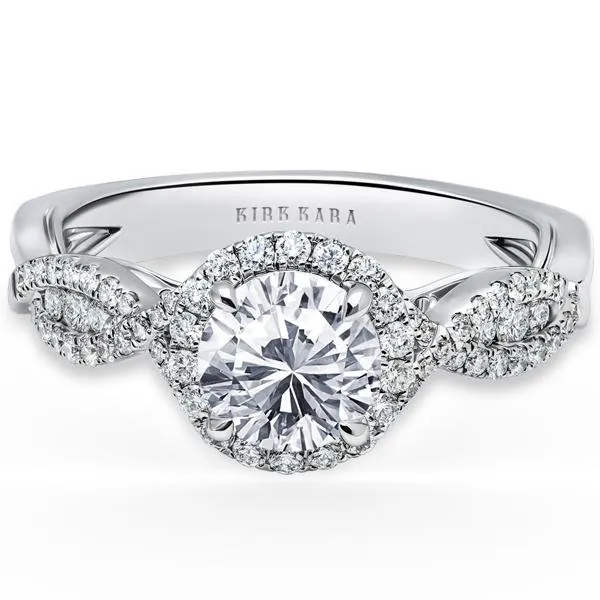 Kirk Kara "Pirouetta" Split Shank Twist Halo Diamond Engagement Ring