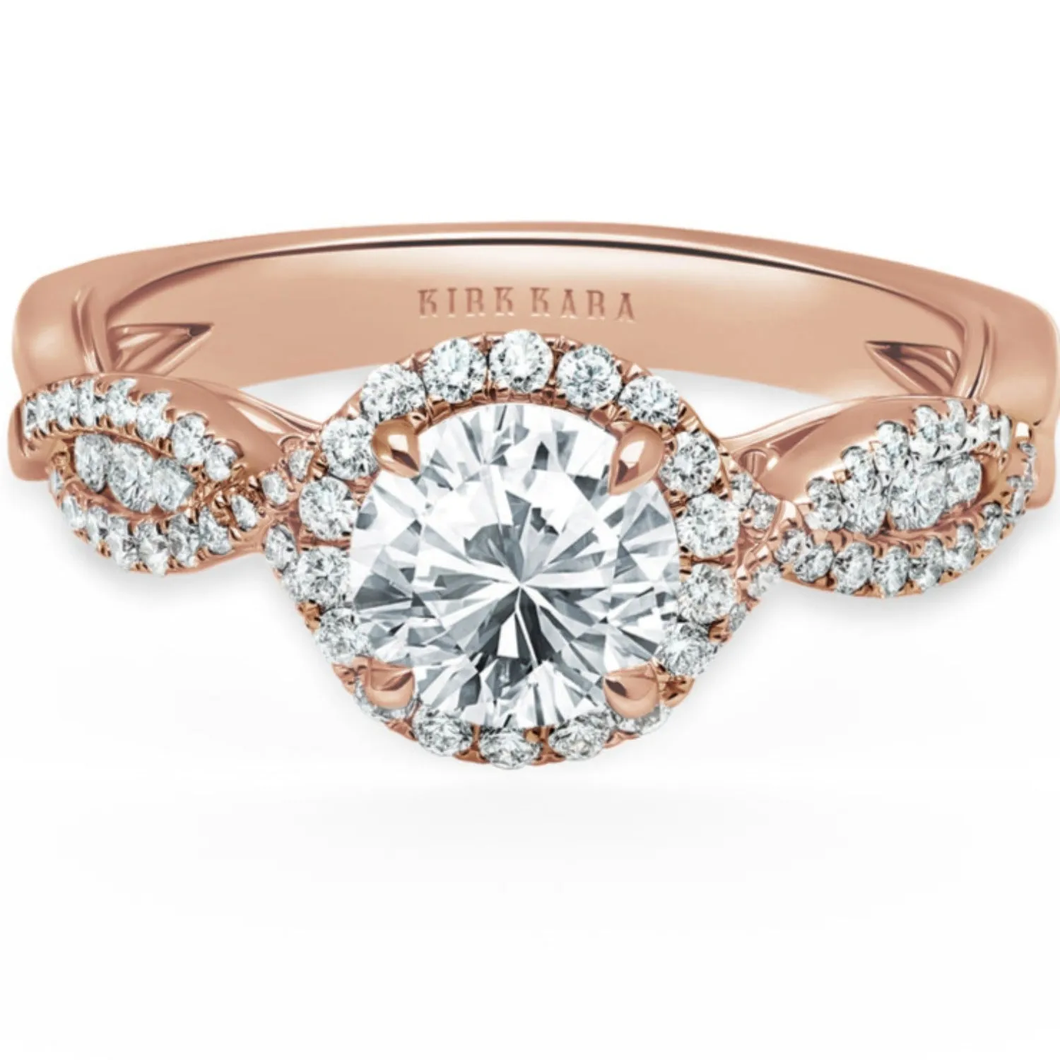 Kirk Kara "Pirouetta" Split Shank Twist Halo Diamond Engagement Ring
