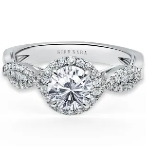 Kirk Kara "Pirouetta" Split Shank Twist Halo Diamond Engagement Ring