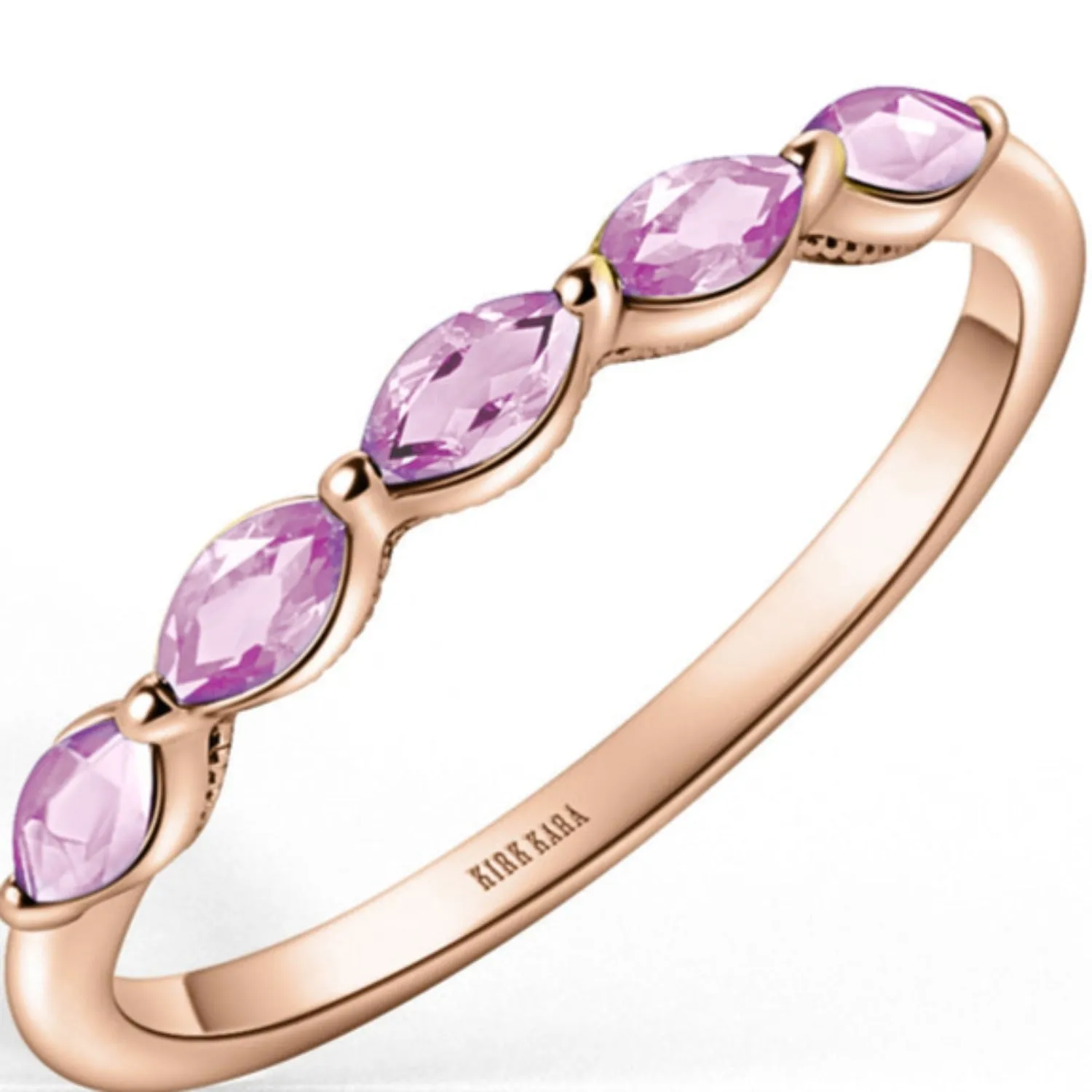 Kirk Kara "Stella" East-West Marquise Set Pink Sapphire Wedding Band