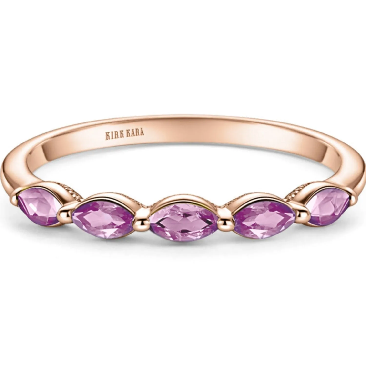 Kirk Kara "Stella" East-West Marquise Set Pink Sapphire Wedding Band