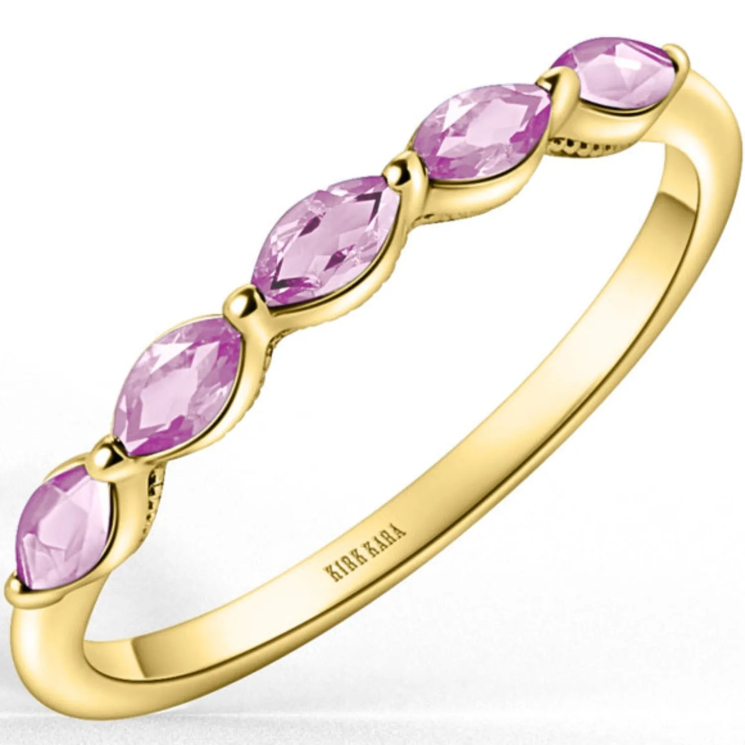 Kirk Kara "Stella" East-West Marquise Set Pink Sapphire Wedding Band