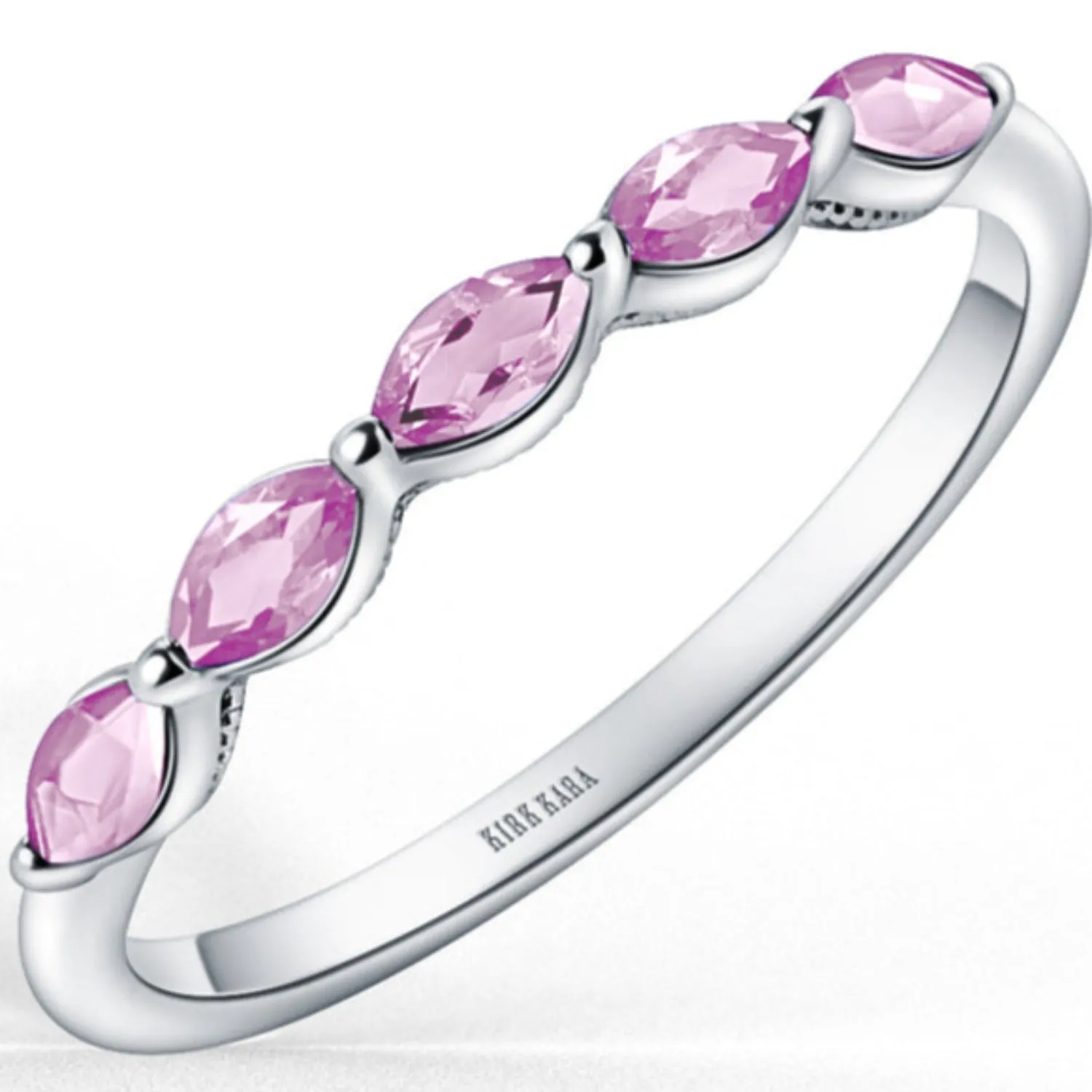 Kirk Kara "Stella" East-West Marquise Set Pink Sapphire Wedding Band