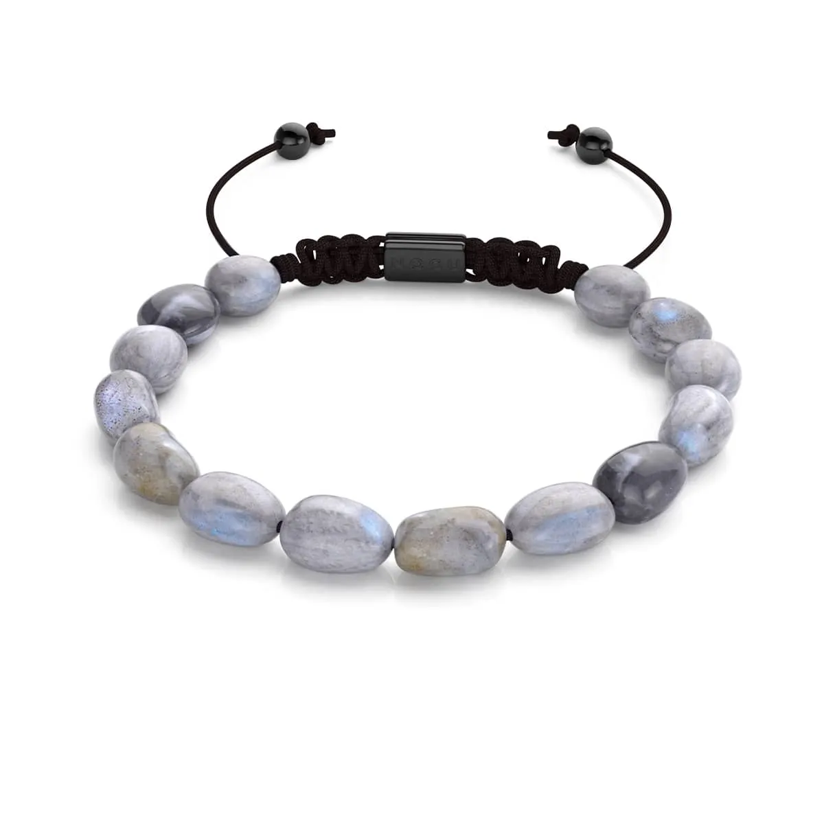 Labradorite | Gunmetal | Gemstone Pebble Macrame Bracelet