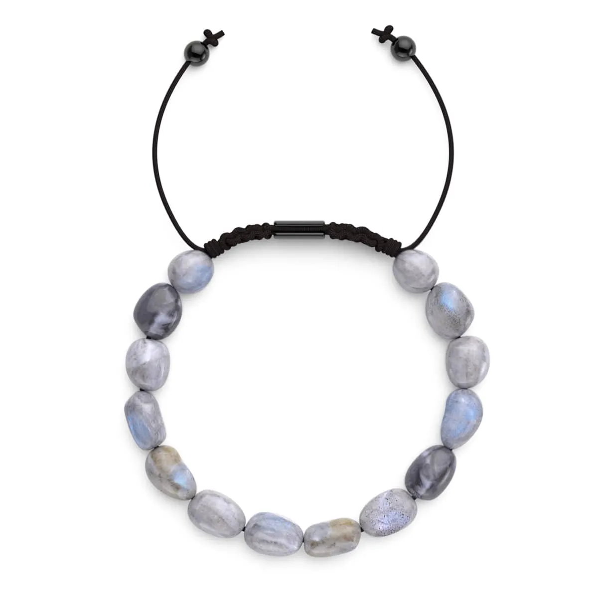 Labradorite | Gunmetal | Gemstone Pebble Macrame Bracelet