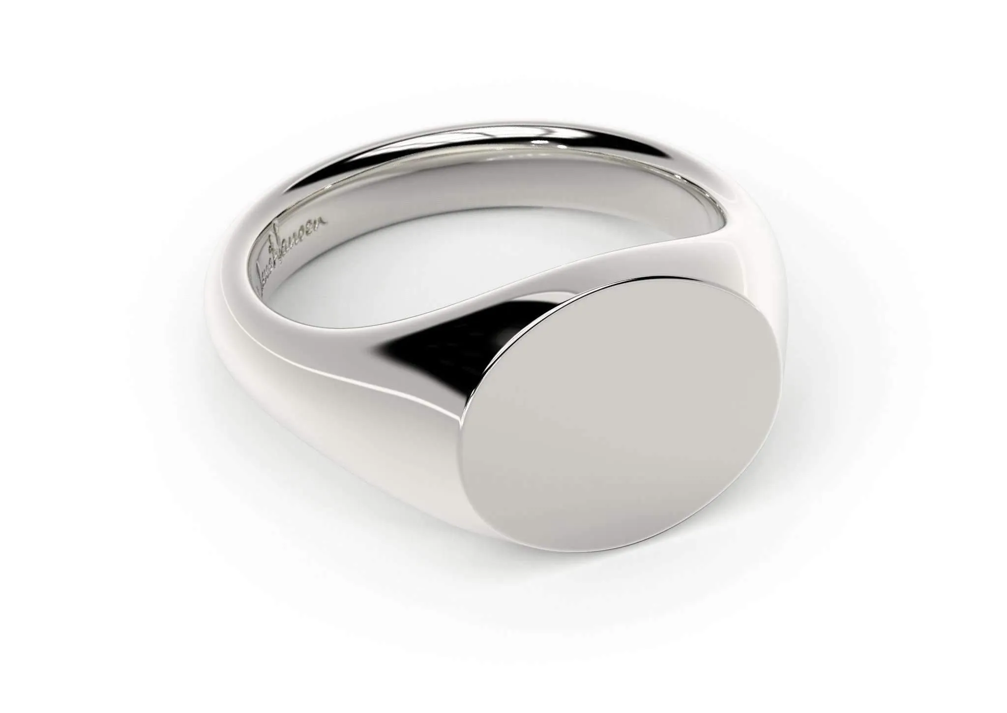 Landscape Signet Ring, White Gold & Platinum