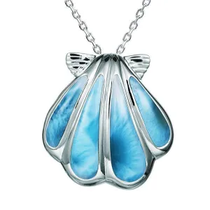 Larimar Oyster Shell Pendant