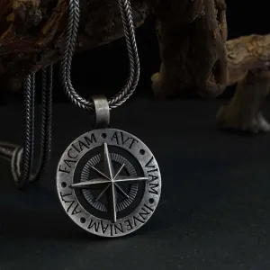 Latin Quote Men's Necklace 'I Will Find Way Or Make One' Silver Pendant