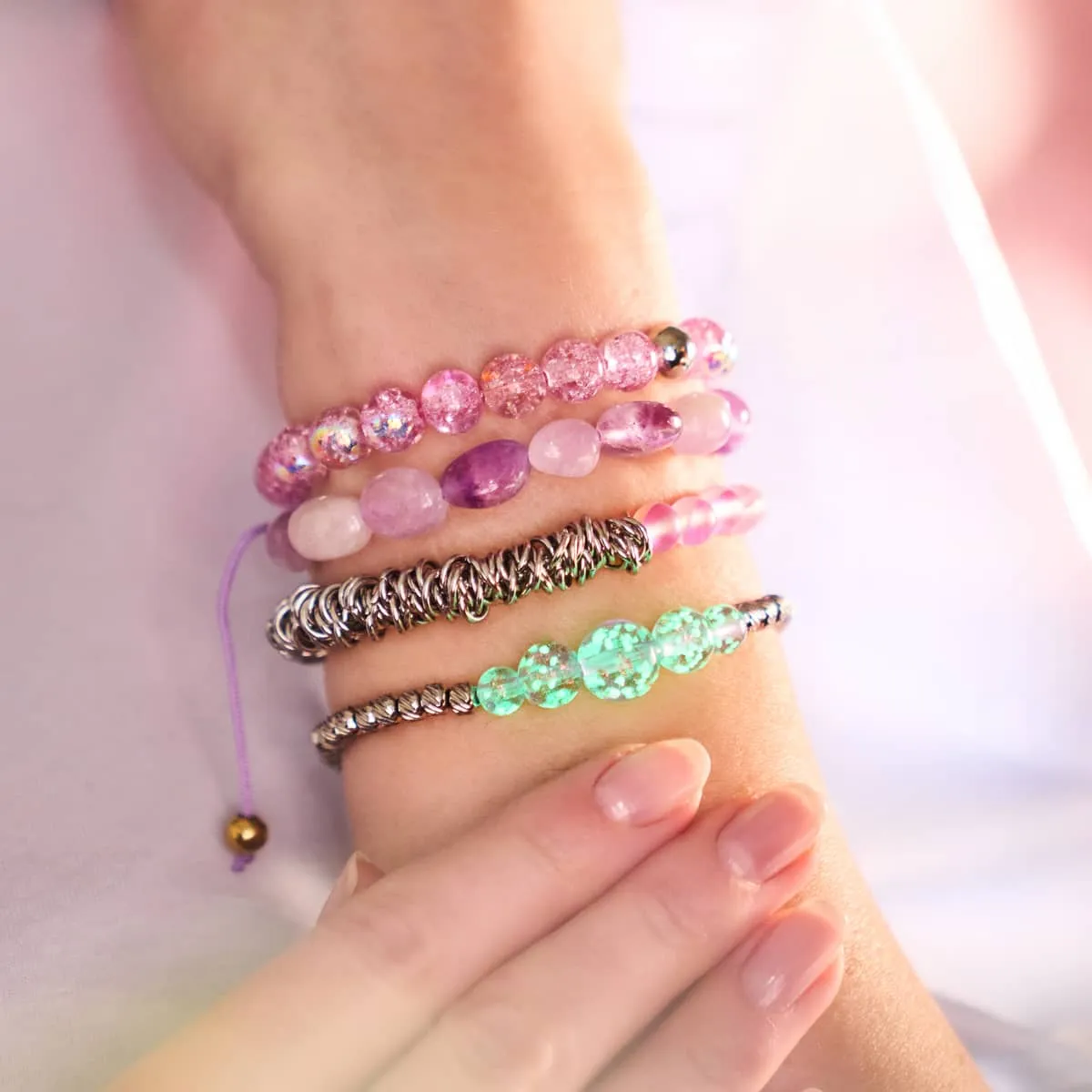 Lavender | Silver | Mermaid Glass x Links of Love Bracelet
